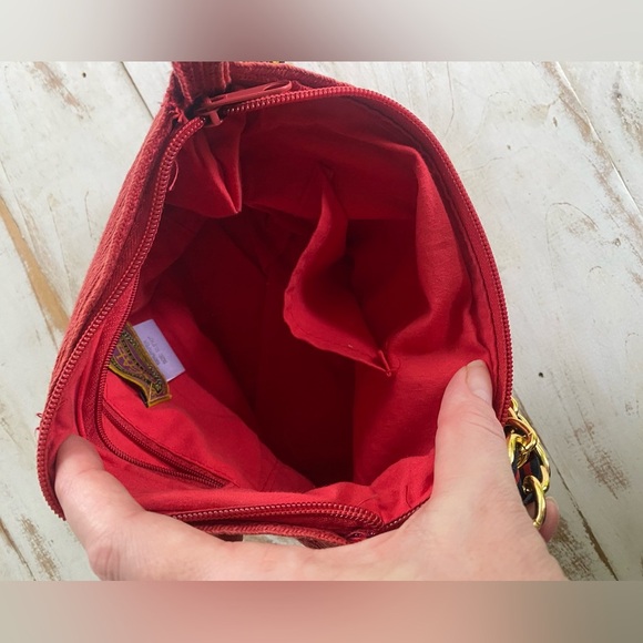 SCALA vintage purse 90s red paper straw shoulder bag handcrafted unique chic EUC - Picture 5 of 15